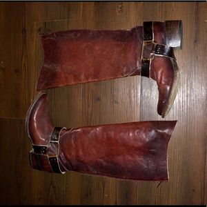 Red Leather Freebird Boots
